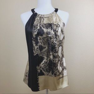 Elie Tahari Snakeskin Silk Blend Halter Top Medium